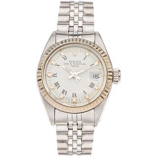 ROLEX OYSTER PERPETUAL DATE LADY WATCH IN STEEL REF. 6917, CA. 1981-1982 Movement: automatic. Caliber: 2030 Series: ...