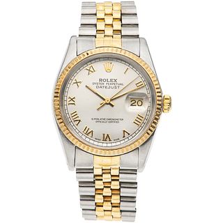 ROLEX OYSTER PERPETUAL DATEJUST WATCH IN STEEL AND 14K YELLOW GOLD REF. 16013, CA. 1980 - 1981 Movement: automatic. 