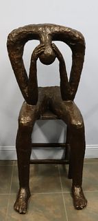 Unsigned Large Brutalist Bronze Sculpture .