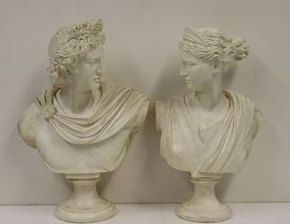 Pair Of Composition Busts