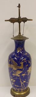 Antique Bronze Mounted Cobalt And Gilt Decorated
