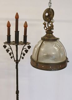 Antique Iron Candelabra Together With A Hanging