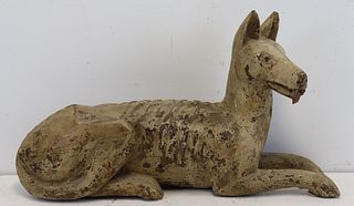 Antique Carved And Painted Wooden Dog ?