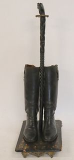 Victorian Boot form Cane Holder With Elephant