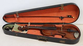 Franz Hell Violin And Bow In Hard Wood Case.