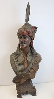 Antique Patinated Metal Bust Of A Gentleman In