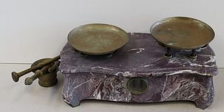 Antique Marble Scale With Some Brass Accessories