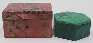 Decorative Boxes Grouping Including Rhodochrosite?