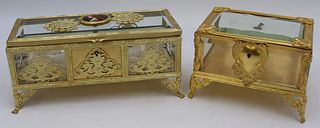 (2) Beveled Glass Gilt Metal Jewelry Boxes.