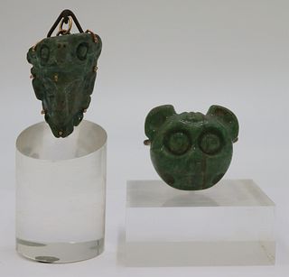 Antique Mayan Carved Jade Pendants.