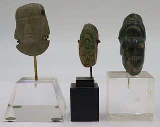 (3) Mayan Carved Stone Pendants.