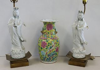 Antique Chinese Famille Jaune Porcelain Vase