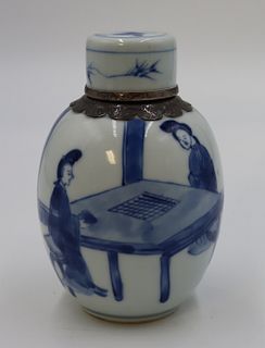 Chinese Silver Mounted Blue and White Porcelain