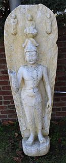 Antique Carved Marble Buddha in Relief.
