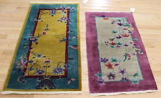 2 Finely Hand Woven Art Deco Chinese Area Carpets