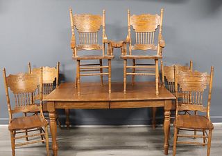 Vintage Oak Dining Table And Chairs