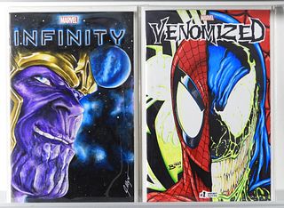 Marvel Comics Thanos Spider-Man Venom Sketch Cover