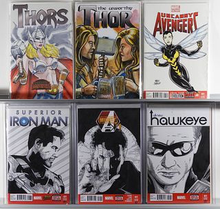6PC Marvel Comics Avengers Sketch Cover Group