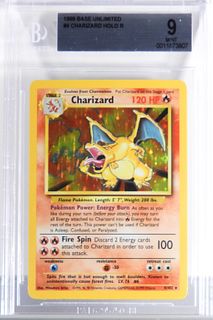 1999 Pokemon Base Unlimited Charizard BGS 9