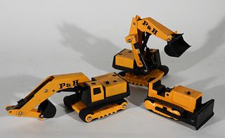 3PC Tonka Made in Japan Steel Excavator Dozer Toys