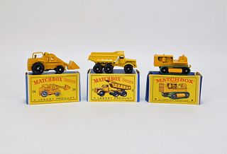 3PC Lesney Matchbox Excavator Tractor Truck Group