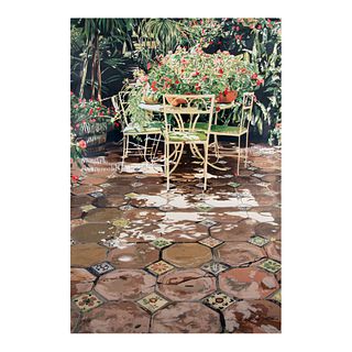 DAVID LLOYD GLOVER "The enchanted patio" Firmada Serigrafía a 60 tintas 29/150 Sin enmarcar 102 x 68 cm