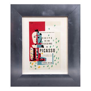 PABLO PICASSO Cartel "Suite de 180 dessins de Picasso" de La Comedia Humana XIV, 1954 Firmada en plancha Litografía Enmarcada