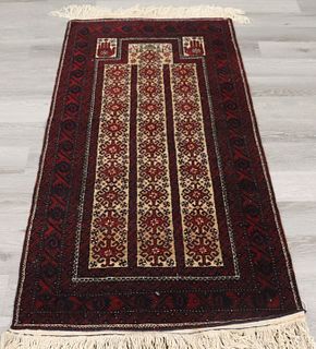 Vintage & Finely Hand Woven Baluch Prayer Carpet