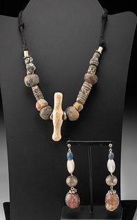 Phoenician, Roman, Islamic Bead Necklace & Earrings