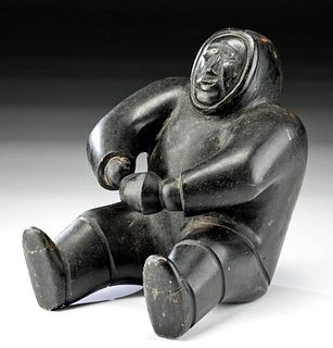 20th C. Native Inuit Soapstone Figural Carving