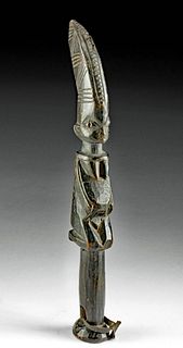 20th C. Nigerian Yoruba Wooden Wand w/ Female Figure