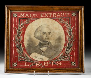 Antique European Silk Liebig Malt Extract Handkerchief