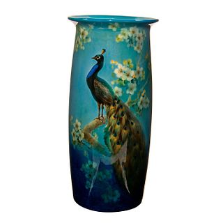 Royal Doulton H. Allen Titanian Ware Vase, Peacock