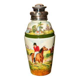 Royal Doulton Fox Hunting Cocktail Shaker with Silver Top