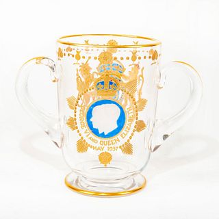 English Art Glass Loving Cup, George VI And Elizabeth