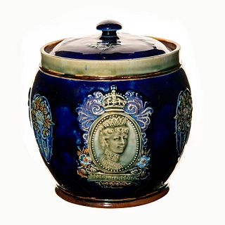 Royal Doulton King George V Stoneware Lidded Biscuit Jar