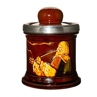 Royal Doulton Kingsware Tobacco Jar with Silver Rim, Pipe Smoker