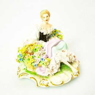 Luigi Fabris Porcelain Figurine, Woman With Flower Baskets