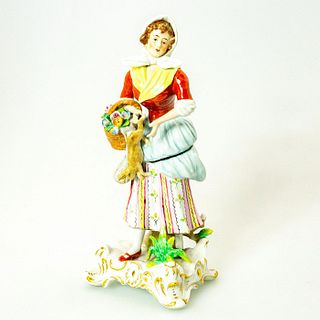 Sitzendorf Porcelain Figurine, Woman With Flower Basket