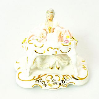 Vintage Dresden Figurine, Woman Playing Piano