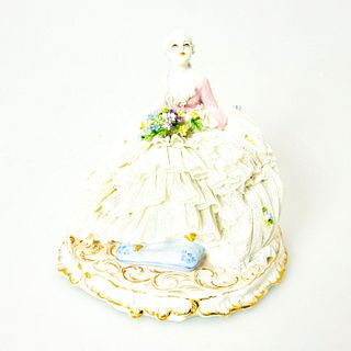 Vintage Italian Porcelain Lace Figurine, Elegant Lady