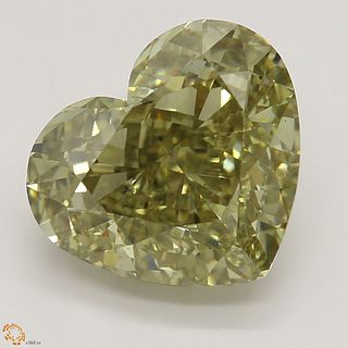3.33 ct, Natural Fancy Dark Brown Greenish Yellow Even Color, VS2, Heart cut Diamond (GIA Graded), Unmounted, Appraised Value: $32,900 