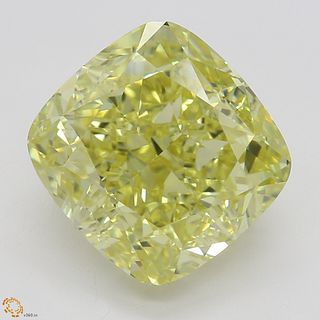 4.55 ct, Natural Fancy Yellow Even Color, VVS1, Cushion cut Diamond (GIA Graded), Unmounted, Appraised Value: $117,300 