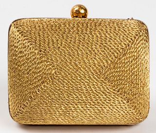 Chanel Woven Gold-Tone Minaudière Handbag