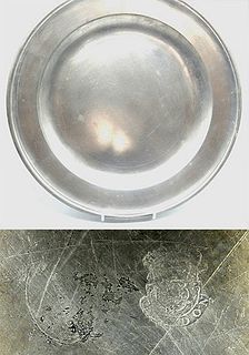 15" Pewter Dish Marked by Compton
