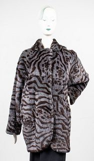 Carole Little Striped Faux Fur Coat