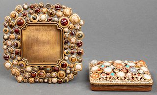 Jay Strongwater Cabochon-Clad Frame & Box, 2 Pcs.