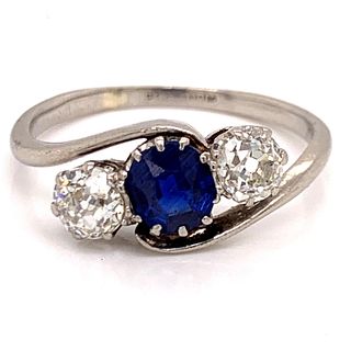 1920' Platinum Diamonds Sapphire Ring