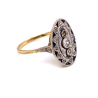 1920' 18k Platinum Diamond Sapphire Ring