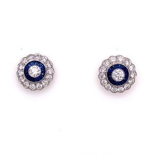 Platinum Diamond Sapphire Earring
